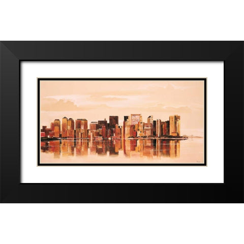 Cityview I Black Modern Wood Framed Art Print with Double Matting by Renee