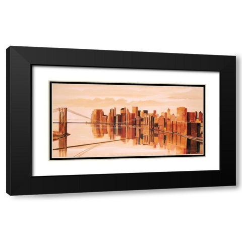 Cityview II Black Modern Wood Framed Art Print with Double Matting by Renee