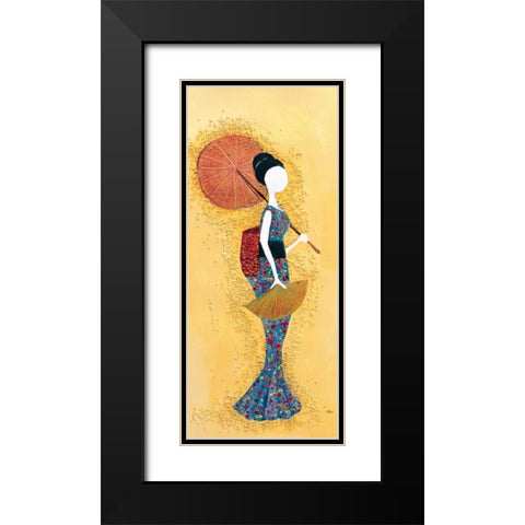Japanese lady I Black Modern Wood Framed Art Print with Double Matting by Hedy