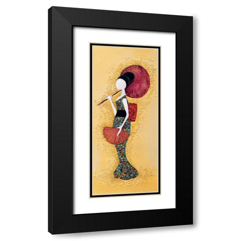 Japanese lady II Black Modern Wood Framed Art Print with Double Matting by Hedy