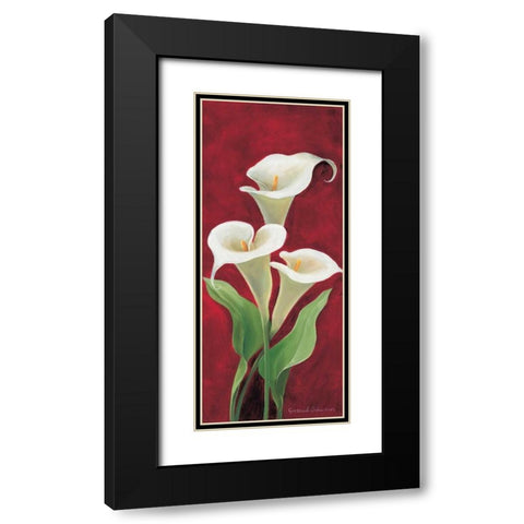 Calla on burgundy I Black Modern Wood Framed Art Print with Double Matting by Schweser, Gertrud