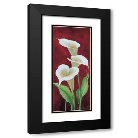 Calla on burgundy III Black Modern Wood Framed Art Print with Double Matting by Schweser, Gertrud