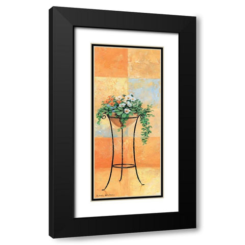 Flowers and tiles I Black Modern Wood Framed Art Print with Double Matting by Gieben, Lina