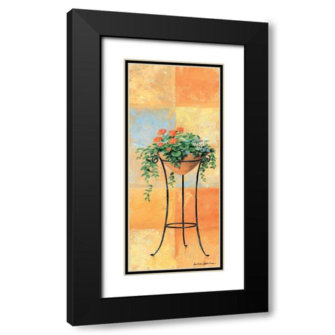 Flowers and tiles II Black Modern Wood Framed Art Print with Double Matting by Gieben, Lina