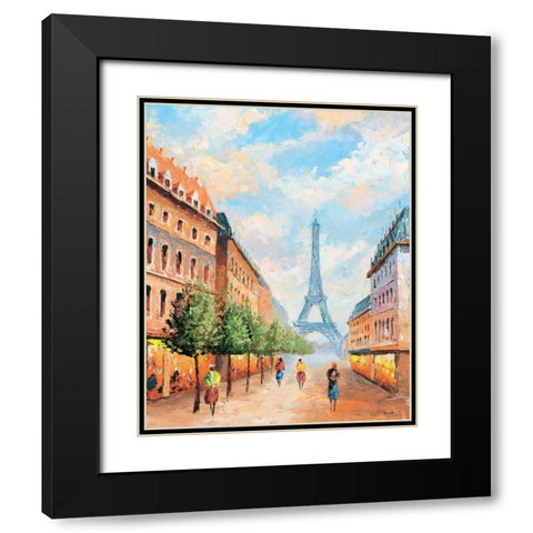 Paris I Black Modern Wood Framed Art Print with Double Matting by Renee