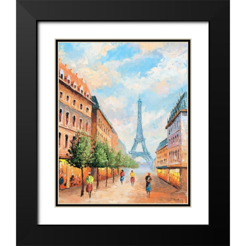 Paris I Black Modern Wood Framed Art Print with Double Matting by Renee