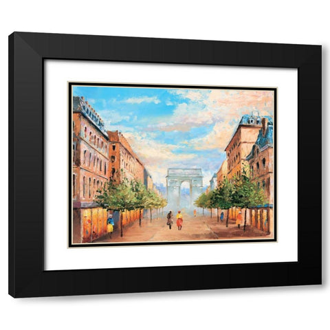 Paris III Black Modern Wood Framed Art Print with Double Matting by Renee
