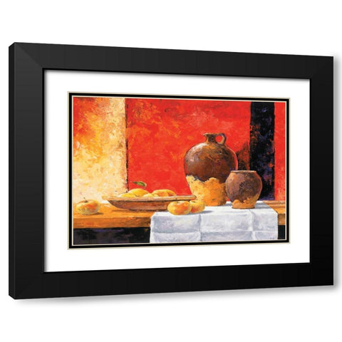 Stillife with apples I Black Modern Wood Framed Art Print with Double Matting by Nauts, Frans