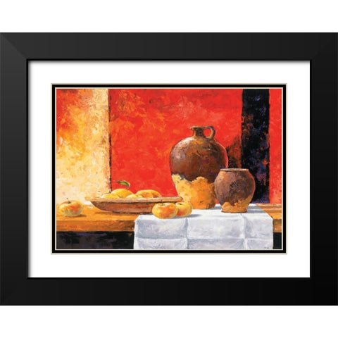 Stillife with apples I Black Modern Wood Framed Art Print with Double Matting by Nauts, Frans