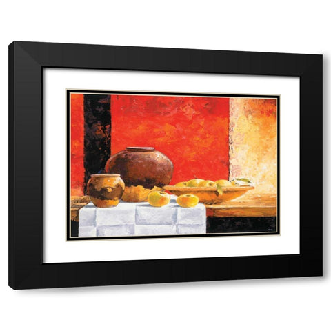 Stillife with apples II Black Modern Wood Framed Art Print with Double Matting by Nauts, Frans