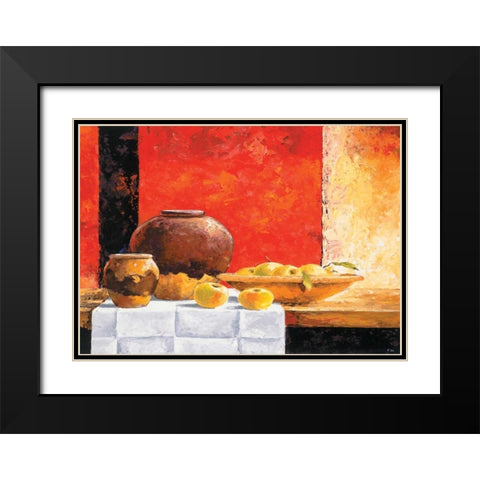 Stillife with apples II Black Modern Wood Framed Art Print with Double Matting by Nauts, Frans