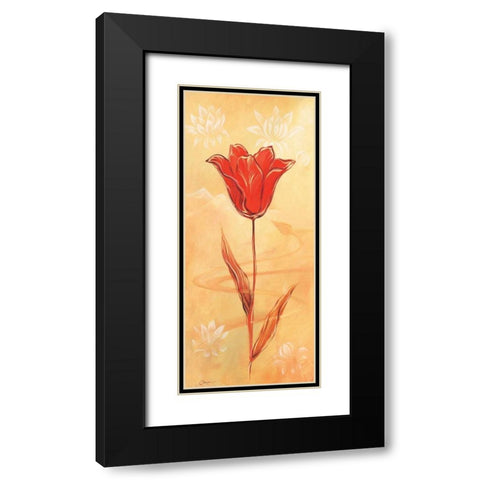 Single red II Black Modern Wood Framed Art Print with Double Matting by Jasper