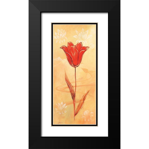 Single red II Black Modern Wood Framed Art Print with Double Matting by Jasper