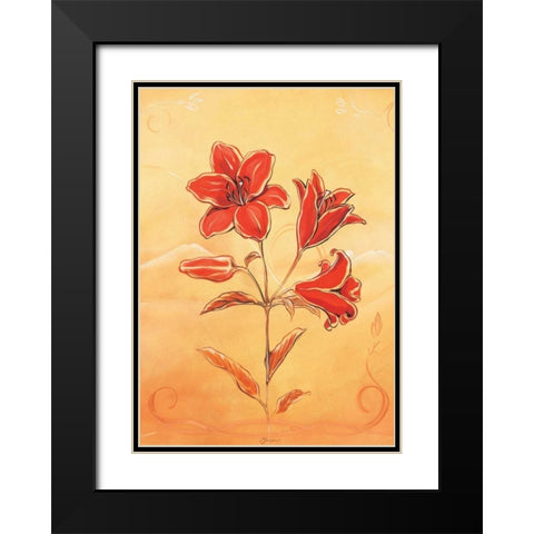 Three reds II Black Modern Wood Framed Art Print with Double Matting by Jasper