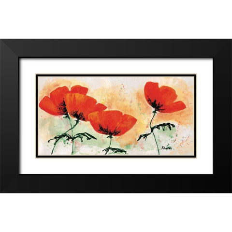 Poppies on ricepaper I Black Modern Wood Framed Art Print with Double Matting by Florenti, Isa