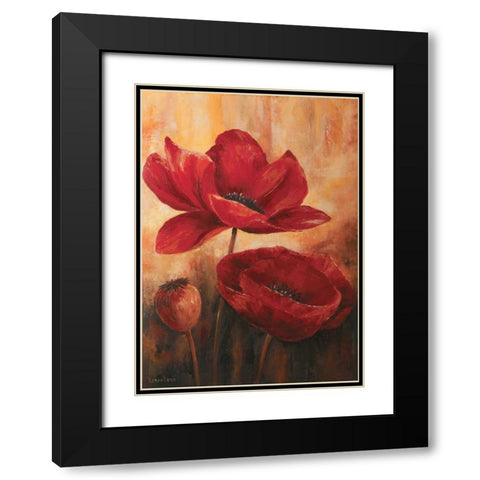 Poppies III Black Modern Wood Framed Art Print with Double Matting by Lotus, Lenna