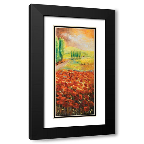 Poppyfield I Black Modern Wood Framed Art Print with Double Matting by Lotus, Lenna