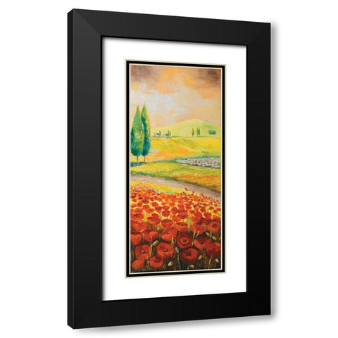 Poppyfield III Black Modern Wood Framed Art Print with Double Matting by Lotus, Lenna