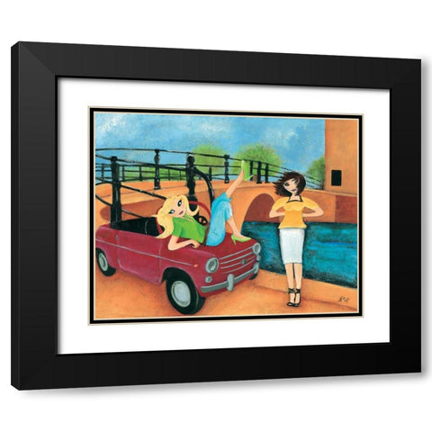 Scooter fun IV Black Modern Wood Framed Art Print with Double Matting by Hedy