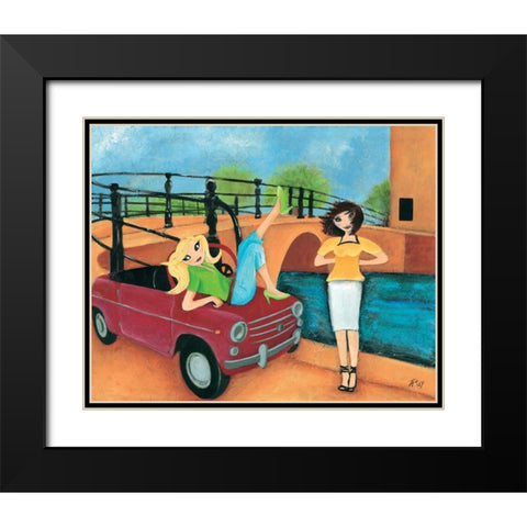 Scooter fun IV Black Modern Wood Framed Art Print with Double Matting by Hedy