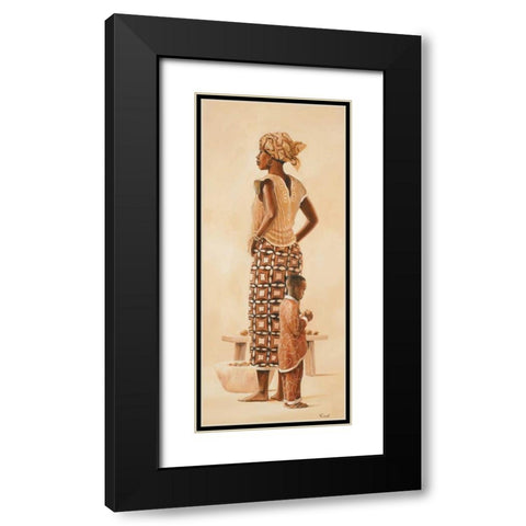 African family III Black Modern Wood Framed Art Print with Double Matting by Renee