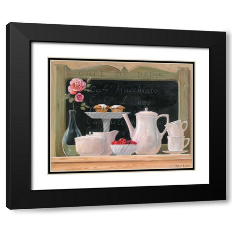 Cafe de Paris Black Modern Wood Framed Art Print with Double Matting by Butler, Peter