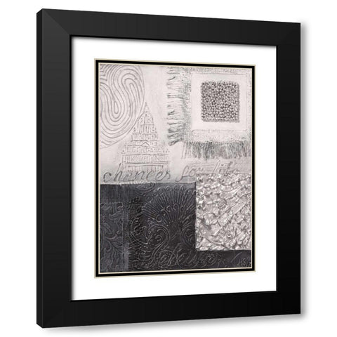Silver blocks IV Black Modern Wood Framed Art Print with Double Matting by Hedy