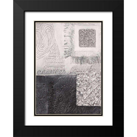 Silver blocks IV Black Modern Wood Framed Art Print with Double Matting by Hedy