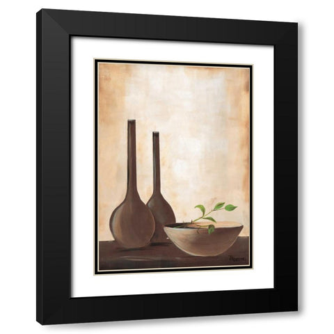 Brown vase II Black Modern Wood Framed Art Print with Double Matting by Florenti, Isa