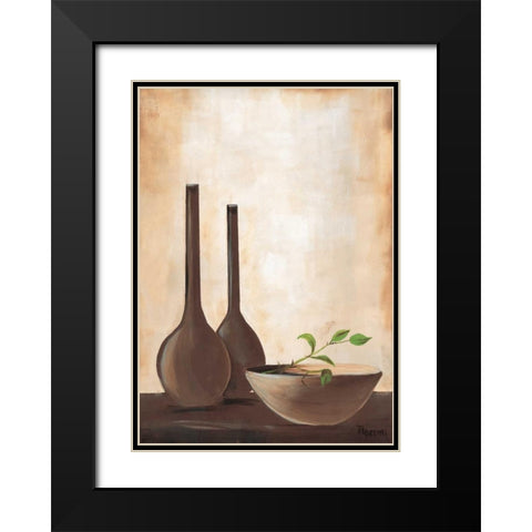 Brown vase II Black Modern Wood Framed Art Print with Double Matting by Florenti, Isa