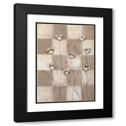 Checkers II Black Modern Wood Framed Art Print with Double Matting by Leny