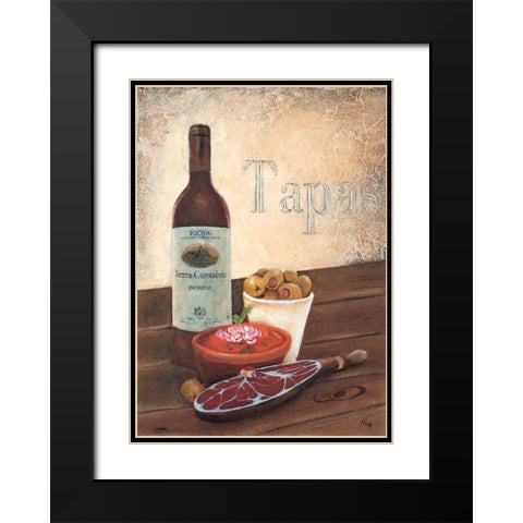 Tapas Black Modern Wood Framed Art Print with Double Matting by Hedy