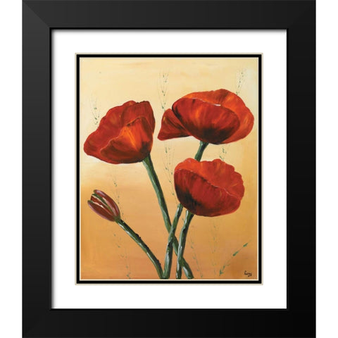 Red II Black Modern Wood Framed Art Print with Double Matting by Leny