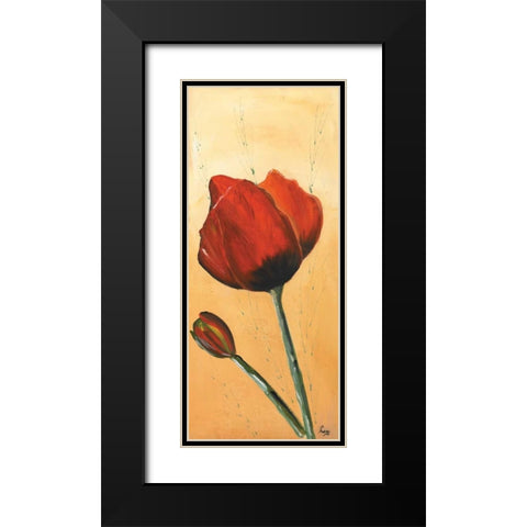 Red III Black Modern Wood Framed Art Print with Double Matting by Leny