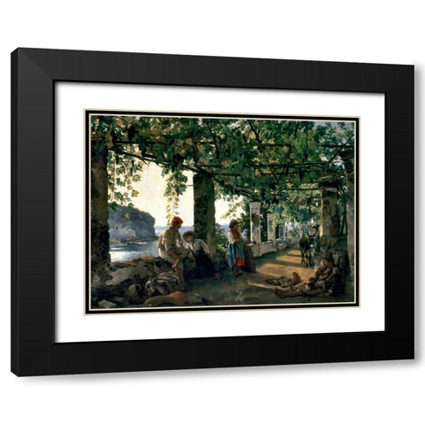 Terrace of the Seashore, 1828 Black Modern Wood Framed Art Print with Double Matting by Shchedrin, Silvester