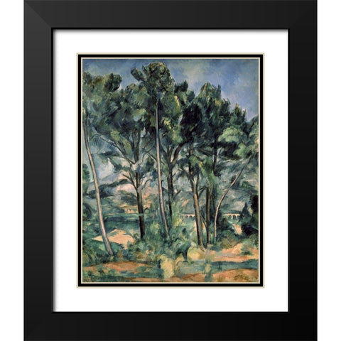 The Aqueduct (Montagne Sainte-Victoire Seen Throug Black Modern Wood Framed Art Print with Double Matting by Cezanne, Paul