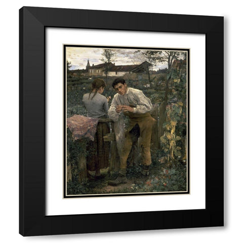 Rural Love Black Modern Wood Framed Art Print with Double Matting by Bastien-Lepage, Jules