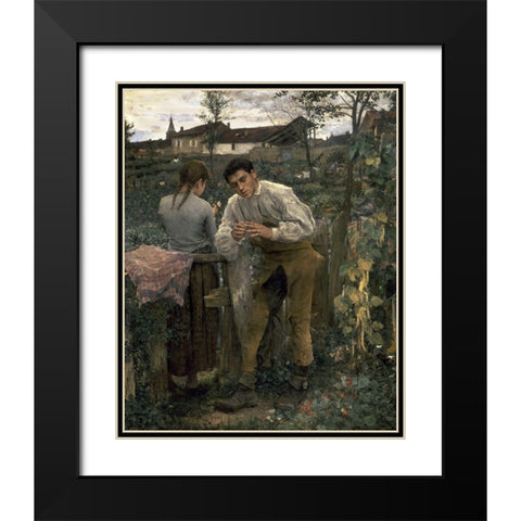Rural Love Black Modern Wood Framed Art Print with Double Matting by Bastien-Lepage, Jules