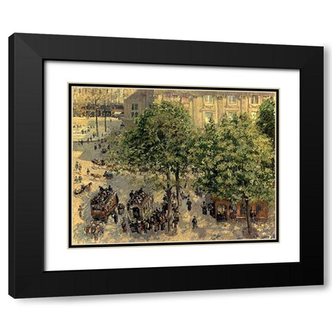 Place Due Theatre Francais, 1898 Black Modern Wood Framed Art Print with Double Matting by Pissarro, Camille