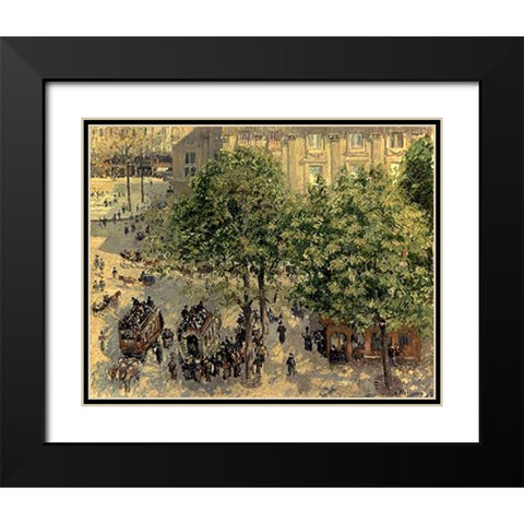 Place Due Theatre Francais, 1898 Black Modern Wood Framed Art Print with Double Matting by Pissarro, Camille