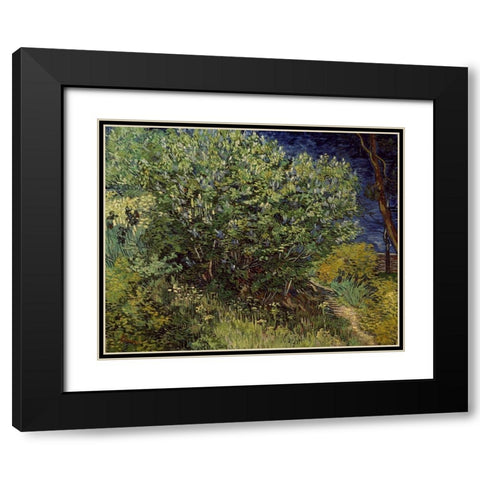 Lilac Bush, 1889 Black Modern Wood Framed Art Print with Double Matting by Van Gogh, Vincent