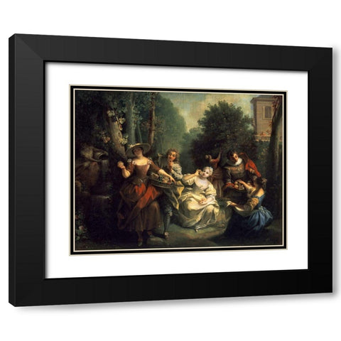 Afternoon Respite Black Modern Wood Framed Art Print with Double Matting by Raoux, Jean