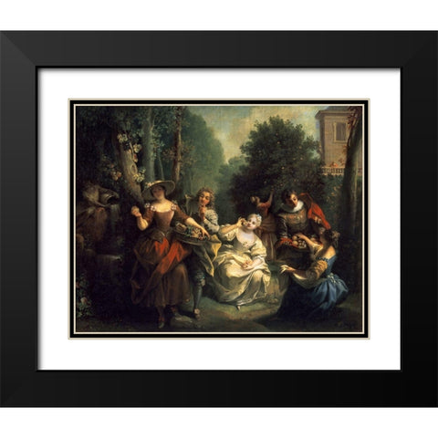 Afternoon Respite Black Modern Wood Framed Art Print with Double Matting by Raoux, Jean