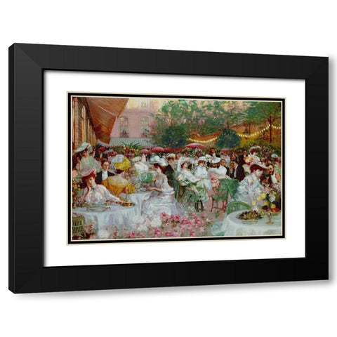 Le Diner A LHotel Ritz Black Modern Wood Framed Art Print with Double Matting by Jeanniot, Pierre-Georges