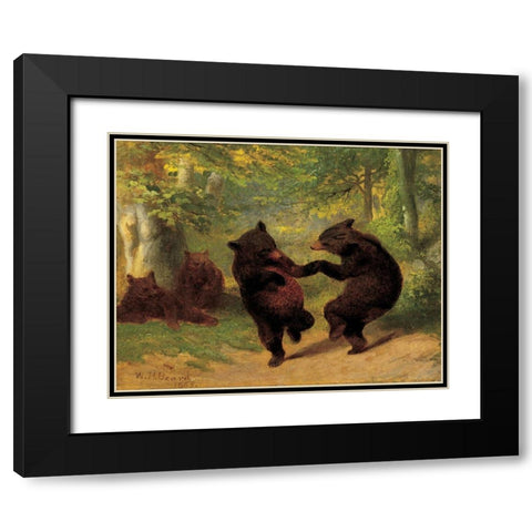 Dancing Bears Black Modern Wood Framed Art Print with Double Matting by Beard, William H.