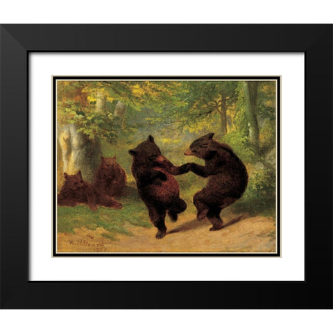 Dancing Bears Black Modern Wood Framed Art Print with Double Matting by Beard, William H.