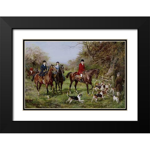 Going To Cover (Man With Red Jacket) Black Modern Wood Framed Art Print with Double Matting by Hardy, Heywood