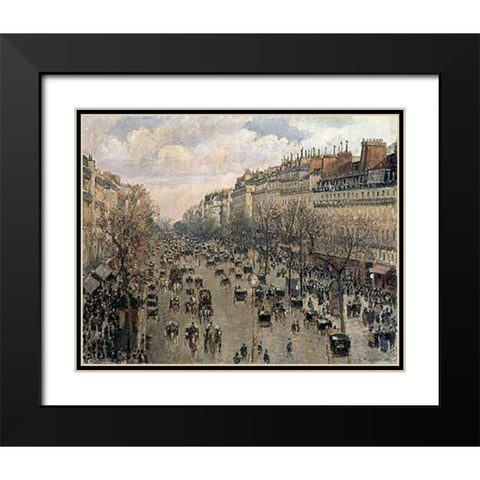 Boulevard Montmartre, Afternoon Sun, 1897 Black Modern Wood Framed Art Print with Double Matting by Pissarro, Camille