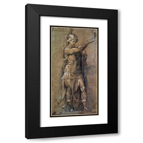 Roman God Mars Black Modern Wood Framed Art Print with Double Matting by Crespi