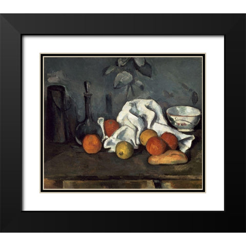 Fruits Black Modern Wood Framed Art Print with Double Matting by Cezanne, Paul